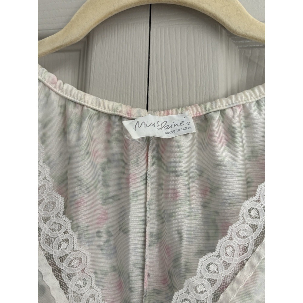 Vintage Miss‎ Elaine Floral Short Sleeve Night Gown Sleep Dress Size Large ILGWU - Picture 4 of 10